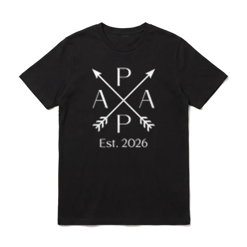 Papa est. 2026 Vater Werdender Papa T-Shirt – PAPA Schriftzug mit Kreuzpfeilen und Est. 2026 – Klassisches T-Shirt in Schwarz