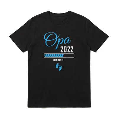 Ich werde Opa 2022 T-Shirt – Opa 2022 Loading Ladebalken mit blauen Babyfüßchen – Klassisches T-Shirt in Schwarz