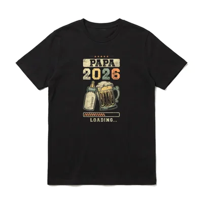 Papa 2026 Loading Vaterschaft T-Shirt – Klassisches T-Shirt in Schwarz