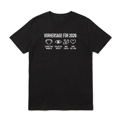 WERDENDER Papa 2026 WERDENDE T-Shirt – Vorhersage für 2026: Windeln, Nächte, Socken, Liebe – Klassisches T-Shirt in Schwarz