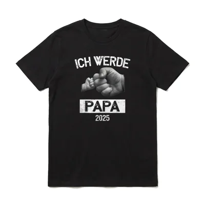 Ich werde Papa 2025 Werdender Papa T-Shirt – Fingerschlag ICH WERDE PAPA 2025 Schwarzweiß – Klassisches T-Shirt in Schwarz