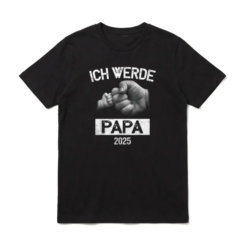 Ich werde Papa 2025 Werdender Papa T-Shirt – Fingerschlag ICH WERDE PAPA 2025 Schwarzweiß – Klassisches T-Shirt in Schwarz