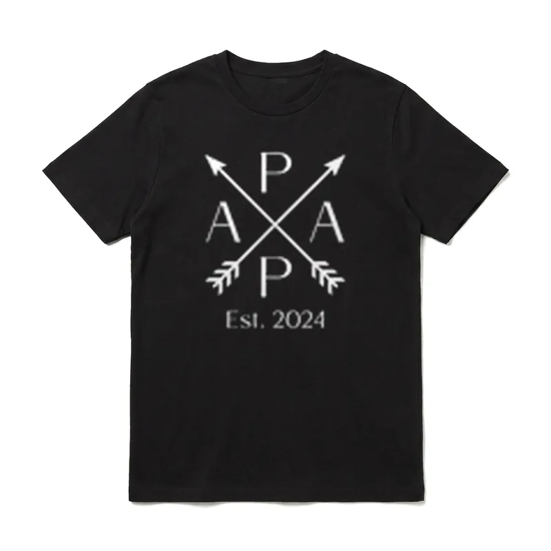 Papa 2024 Eltern 2024 T-Shirt – PAPA Schriftzug mit gekreuzten Pfeilen und Est. 2024 – Klassisches T-Shirt in Schwarz
