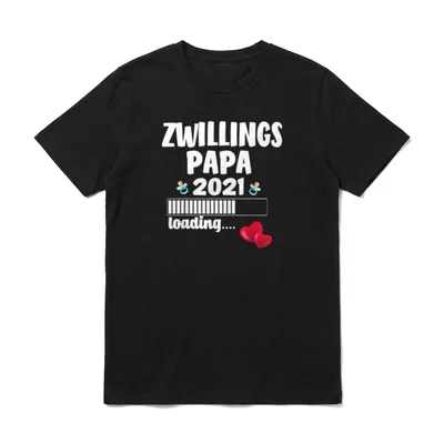 Papa loading 2021 Zwillingspapa T-Shirt – Klassisches T-Shirt in Schwarz