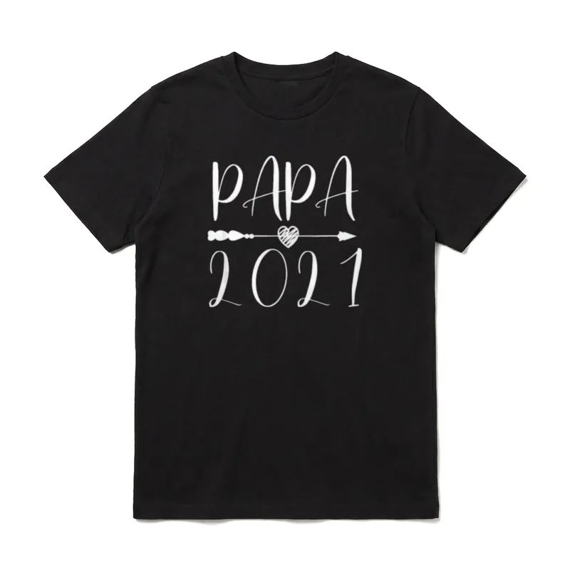 Papa 2021 Loading Werdender T-Shirt – PAPA 2021 weißer Schriftzug mit Herz und Pfeil – Klassisches T-Shirt in Schwarz