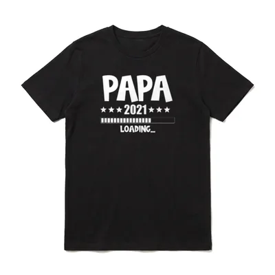 Papa 2021 Werdender Vater T-Shirt – PAPA 2021 LOADING... mit Ladeleiste und Sternen – Klassisches T-Shirt in Schwarz
