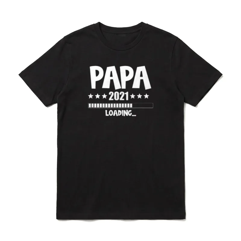 Papa 2021 Werdender Vater T-Shirt – PAPA 2021 LOADING... mit Ladeleiste und Sternen – Klassisches T-Shirt in Schwarz