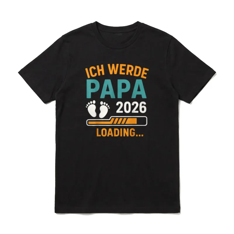 Werdender Vater ICH WERDE T-Shirt – Ich werde Papa 2026 Loading Ladebalken Fußabdruck – Klassisches T-Shirt in Schwarz