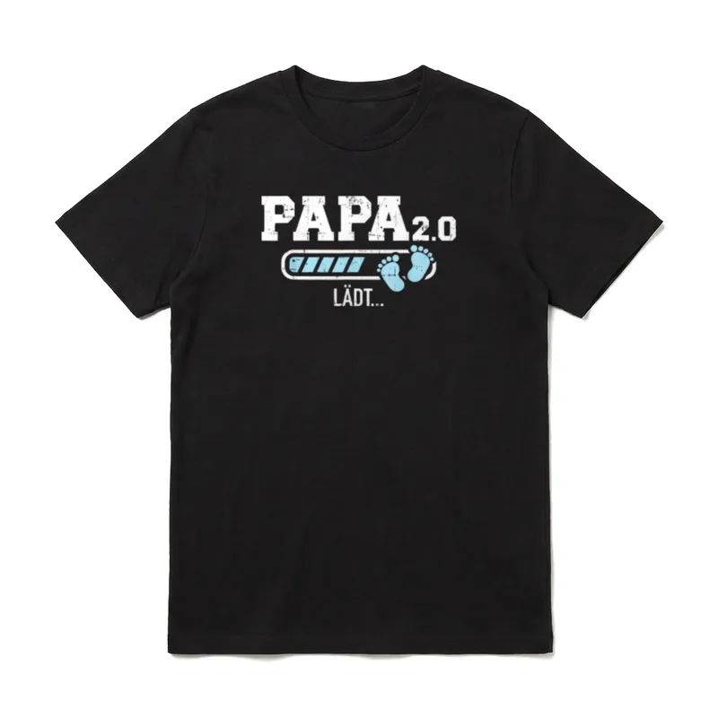 Zweifacher Papa Vater 2.0 lädt T-Shirt – Klassisches T-Shirt in Schwarz