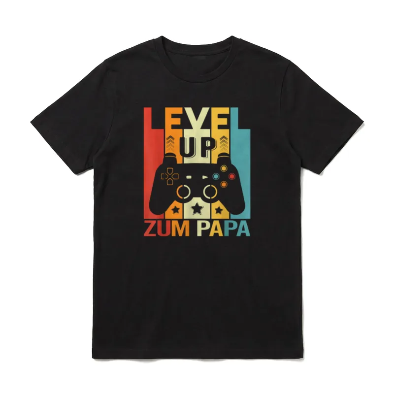 Level Up zum Papa T-Shirt – Klassisches T-Shirt in Schwarz