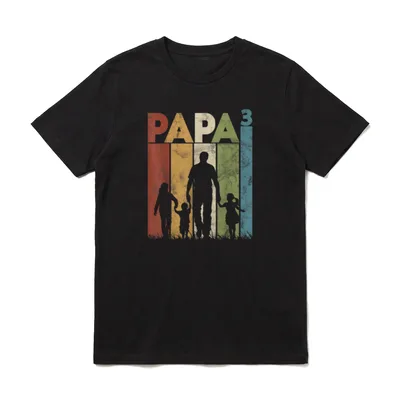 Papa Von 3 Kindern Vatertag T-Shirt – Klassisches T-Shirt in Schwarz