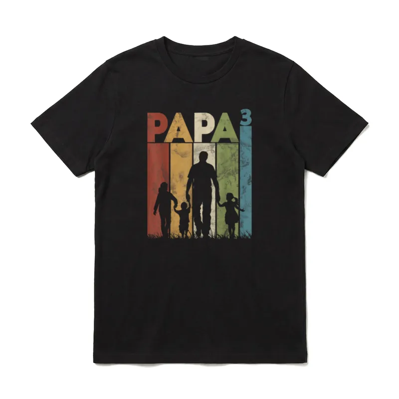 Papa Von 3 Kindern Vatertag T-Shirt – Klassisches T-Shirt in Schwarz