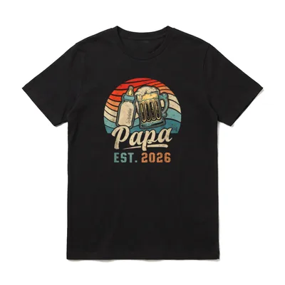 Papa Est. 2026 Erster T-Shirt – Klassisches T-Shirt in Schwarz