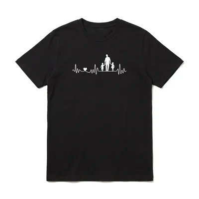 Vater Sohn Tochter Herzschlag Frequenz T-Shirt – Klassisches T-Shirt in Schwarz