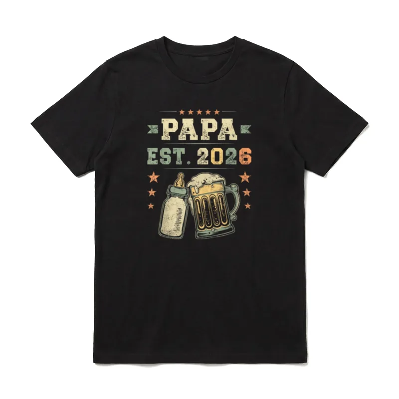 Papa Est. 2026 Neuer Vater T-Shirt – Klassisches T-Shirt in Schwarz