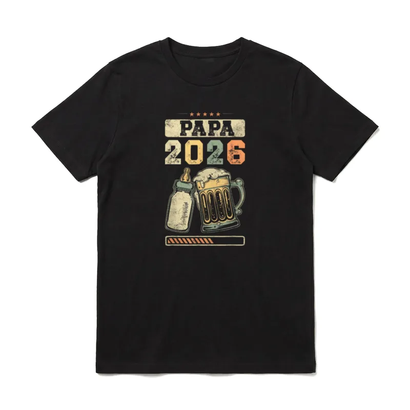 Papa 2026 Babyankündigung werdender T-Shirt – Klassisches T-Shirt in Schwarz