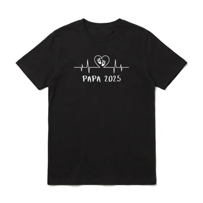 Papa 2025 Herzschlag Das Daddy T-Shirt – Klassisches T-Shirt in Schwarz
