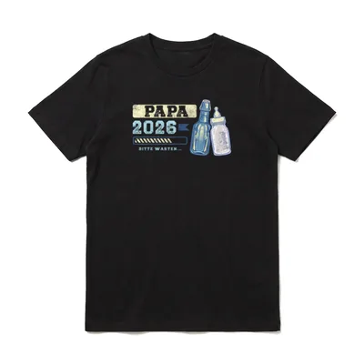 Papa 2026 Schwangerschaft Verkünden Baby T-Shirt – Klassisches T-Shirt in Schwarz