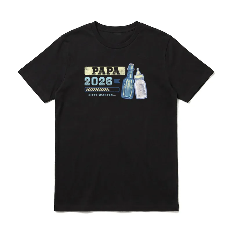 Papa 2026 Schwangerschaft Verkünden Baby T-Shirt – Klassisches T-Shirt in Schwarz