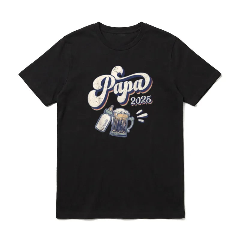 Papa 2025 Erste Mal Vater T-Shirt – Klassisches T-Shirt in Schwarz