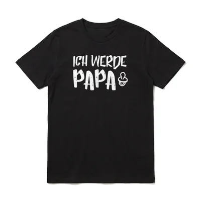 Ich werde Papa für werdende T-Shirt – Schriftzug ICH WERDE PAPA mit weißem Schnuller-Icon – Klassisches T-Shirt in Schwarz