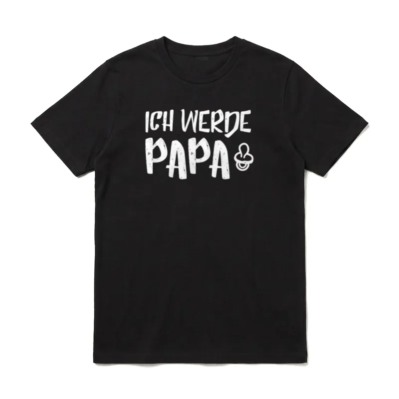 Ich werde Papa für werdende T-Shirt – Schriftzug ICH WERDE PAPA mit weißem Schnuller-Icon – Klassisches T-Shirt in Schwarz