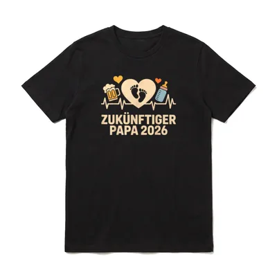 Papa 2026 Loading Herzschlag T-Shirt – Klassisches T-Shirt in Schwarz