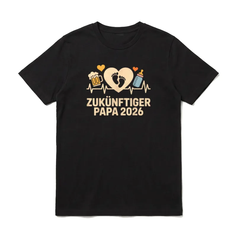 Papa 2026 Loading Herzschlag T-Shirt – Klassisches T-Shirt in Schwarz