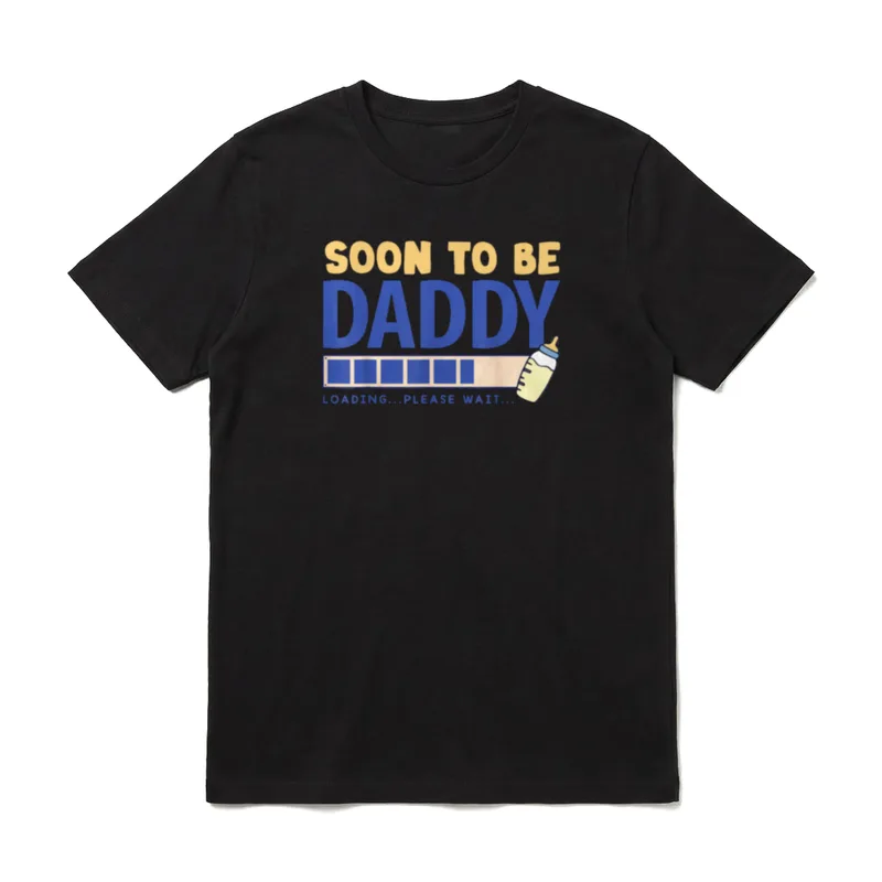 Bald Papa sein Laden T-Shirt – Soon to be Daddy Text mit Ladebalken und gelber Babyflasche – Klassisches T-Shirt in Schwarz