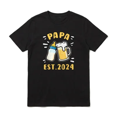 Papa Est. 2024 Neuer Werdender Papa T-Shirt – Klassisches T-Shirt in Schwarz