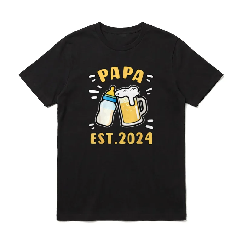 Papa Est. 2024 Neuer Werdender Papa T-Shirt – Klassisches T-Shirt in Schwarz