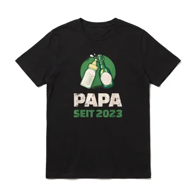Papa seit 2023 Werdender T-Shirt – Klassisches T-Shirt in Schwarz