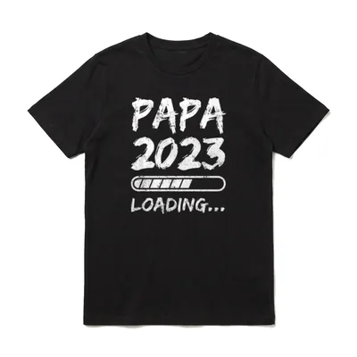 Papa 2023 loading lustiges T-Shirt – Schriftzug „Papa 2023 loading...“ mit Ladebalken – Klassisches T-Shirt in Schwarz