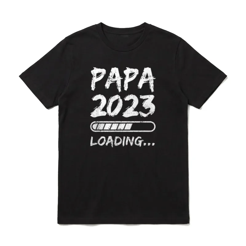 Papa 2023 loading lustiges T-Shirt – Schriftzug „Papa 2023 loading...“ mit Ladebalken – Klassisches T-Shirt in Schwarz