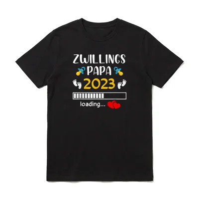 Zwillingspapa 2023 Papa Loading T-Shirt – Klassisches T-Shirt in Schwarz