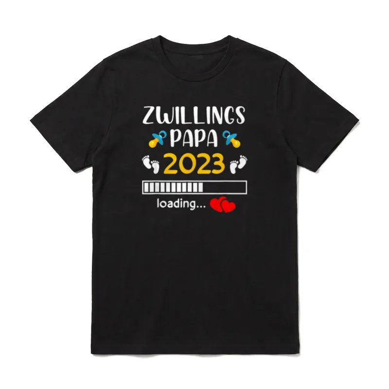 Zwillingspapa 2023 Papa Loading T-Shirt – Klassisches T-Shirt in Schwarz