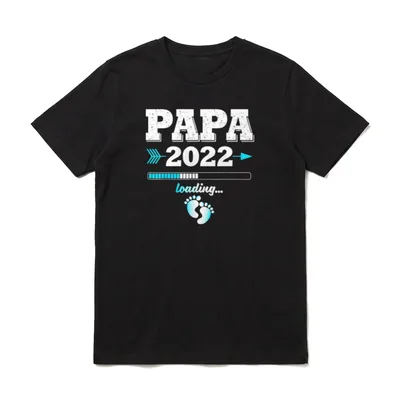 Papa 2022 loading Werdender T-Shirt – PAPA 2022 loading mit Ladebalken und Babyfüßen – Klassisches T-Shirt in Schwarz