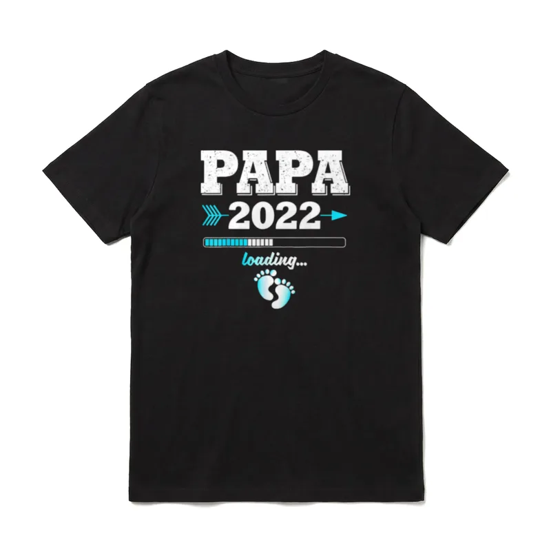 Papa 2022 loading Werdender T-Shirt – PAPA 2022 loading mit Ladebalken und Babyfüßen – Klassisches T-Shirt in Schwarz