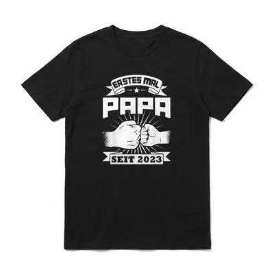 Papa 2023 Vater 2023 T-Shirt – Erstes Mal Papa Seit 2023 Faustkuss Grafik – Klassisches T-Shirt in Schwarz