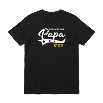 Papa seit 2021 Retro T-Shirt – Klassisches T-Shirt in Schwarz