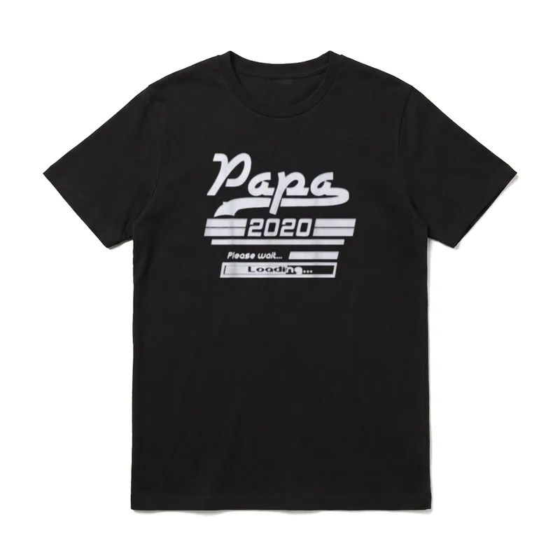 Werdender Papa 2020 Papi T-Shirt – Papa 2020 Ladebalken Please wait Loading Textmotiv – Klassisches T-Shirt in Schwarz
