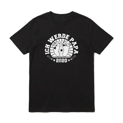 Ich werde Papa 2020 Idee T-Shirt – Zwei Babyfüße mit Herzen, Sterne, „Ich werde Papa 2020“ – Klassisches T-Shirt in Schwarz